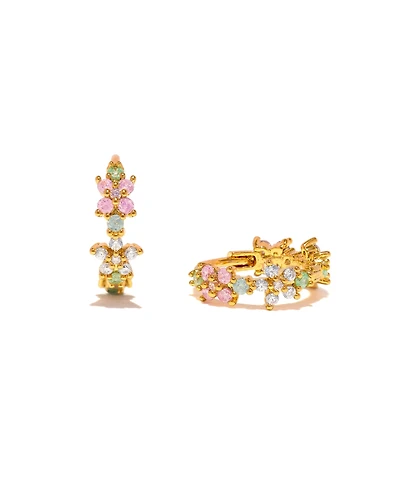 Girls Crew Crystal Pastel Star Gold Plated Huggie Hoop Earrings