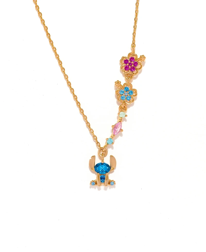 Girls Crew Crystal Disney Stitch Hibiscus Necklace