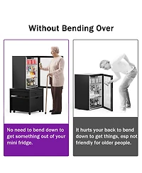 Aheaplus End Table with Charge Station, Mini Fridge Strand Storage Drawers and Rolling Cabinet