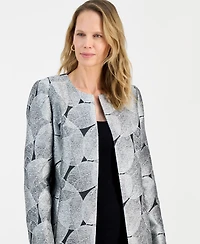 Kasper Women's Leaf Jacquard Long-Sleeve Topper Jacket
