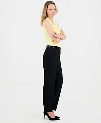 Kasper Women's Julia High-Rise Slim-Fit Belted Stretch Crepe Pants