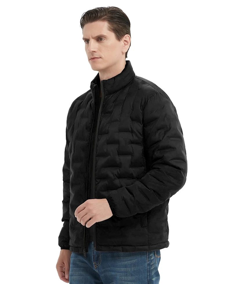 Hawke & Co. Men's Stand Collar Lightweight Warm Cube Jacket