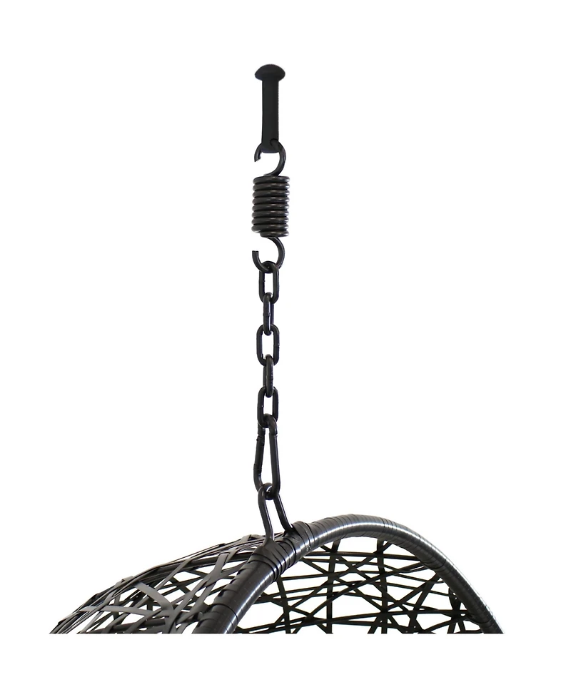 Outdoor Resin Wicker Jackson Hanging Basket Egg Chair Swing with Cushions, Headrest, and Steel Stand Set - 3pc