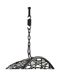 Outdoor Resin Wicker Jackson Hanging Basket Egg Chair Swing with Cushions, Headrest, and Steel Stand Set - 3pc