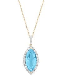 Macy's Blue Topaz (4 ct. t.w.) and Diamond (1/4 ct. t.w.) Marquise Drop Pendant in 14K Yellow Gold