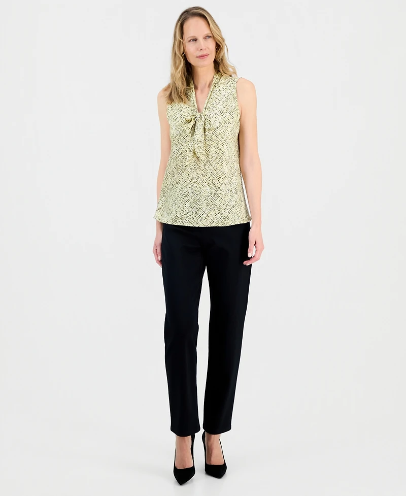 Kasper Women's Printed Satin Sleeveless Blouse