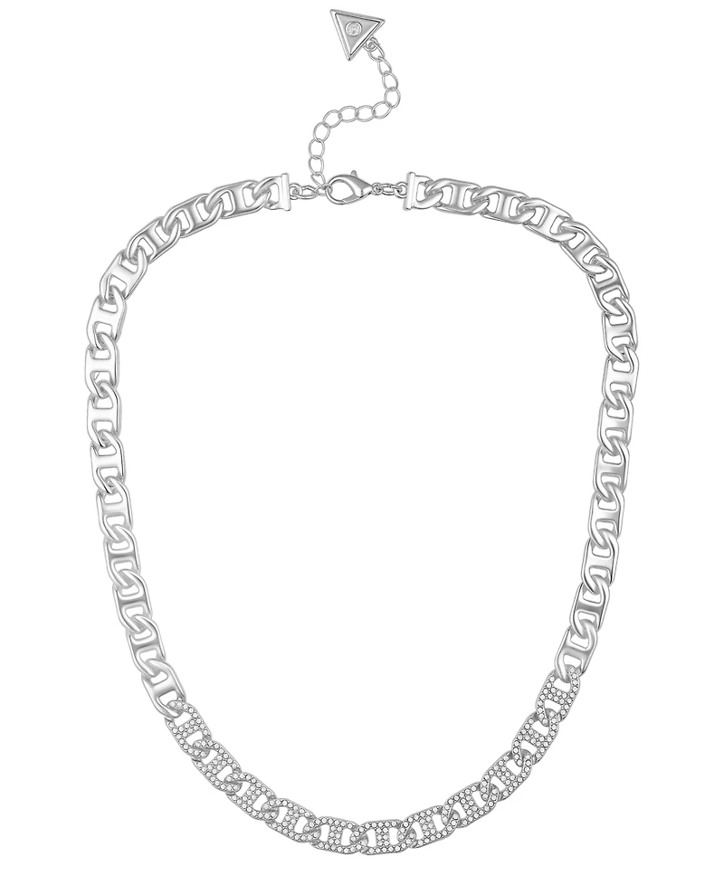 Guess Glass Stone Chain Link Statement Necklace (also Gold-Tone)