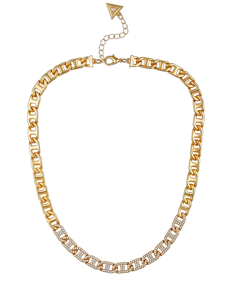 Guess Glass Stone Chain Link Statement Necklace (also Gold-Tone)