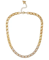 Guess Glass Stone Chain Link Statement Necklace (also Gold-Tone)