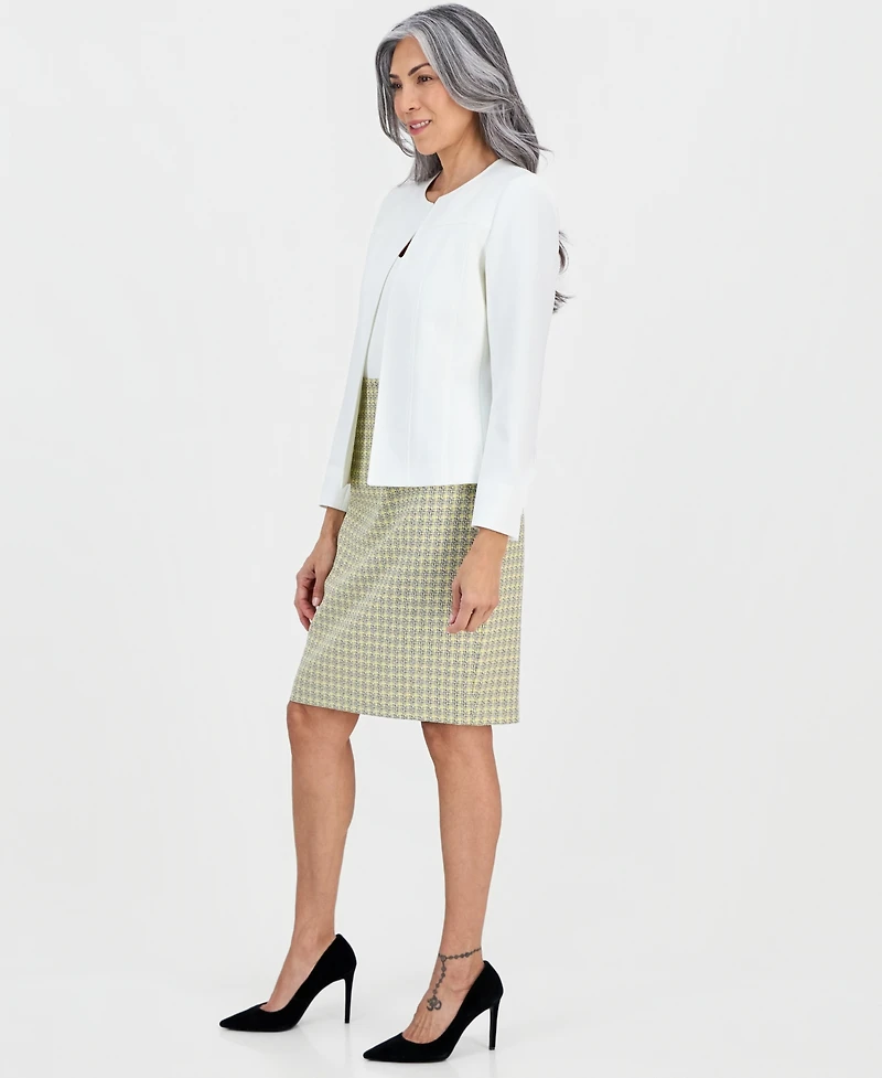 Kasper Women's Plaid Tweed Zip-Back Pencil Skirt