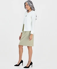 Kasper Women's Plaid Tweed Zip-Back Pencil Skirt