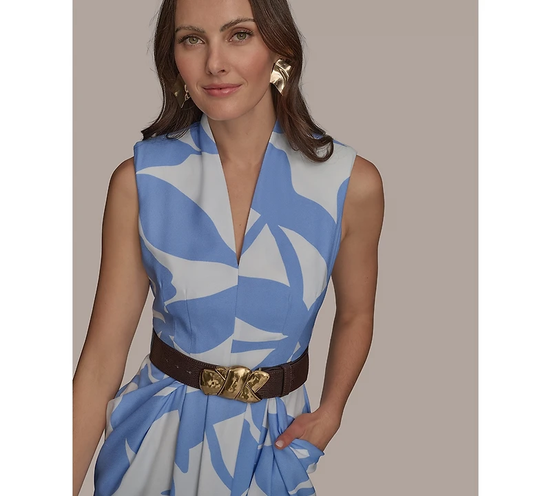 Donna Karan New York Women's Belted Sleeveless Sheath Dress
