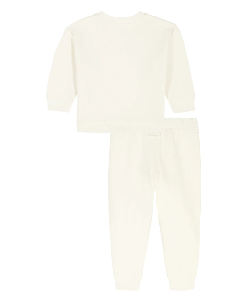 Calvin Klein Baby Boys and Girls 2-Piece Crewneck Top Joggers Set