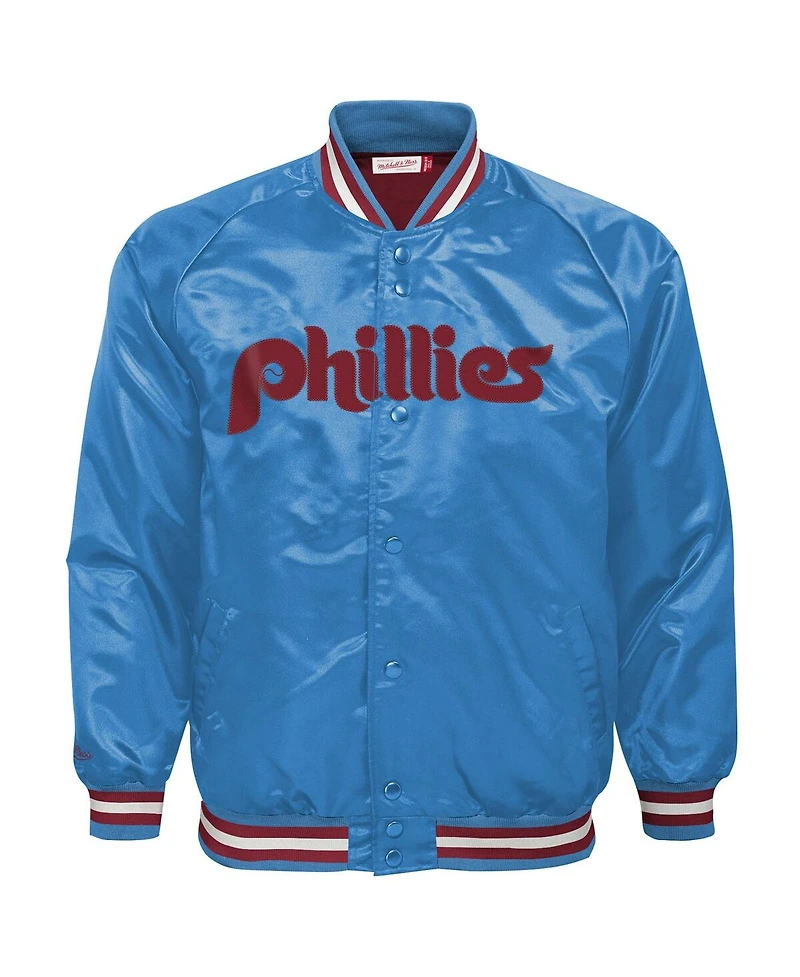Mitchell & Ness Big Boys and Girls Light Blue Philadelphia Phillies Cooperstown Collection Raglan Satin Full-Snap Jacket