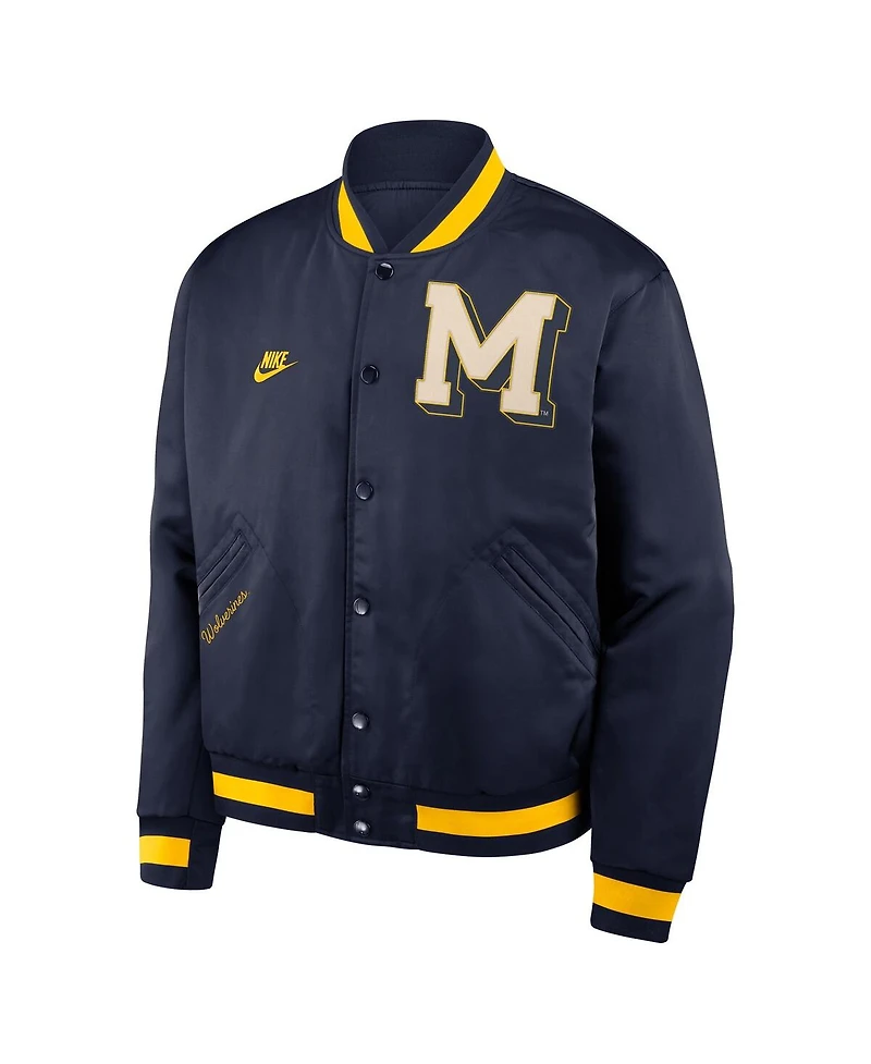 Nike Men's Navy Michigan Wolverines Legacy Full-Snap Bomber Jacket