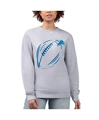 G-iii 4Her by Carl Banks Women's Heather Gray Detroit Lions Football Logo Graphic Fleece Tri-Blend Pullover Sweatshirt