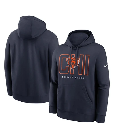 Nike Men's Navy Chicago Bears Busted Play Club Fleece Pullover Hoodie