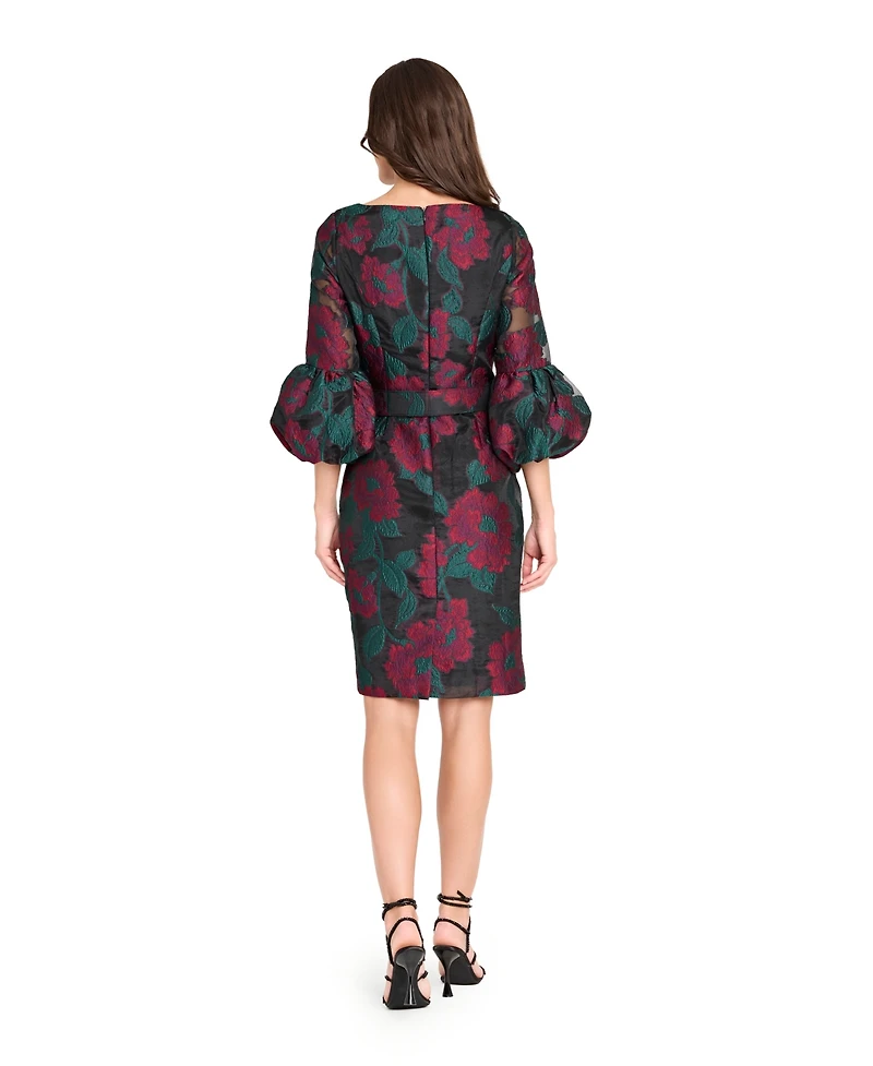Tahari Asl Women's Belted Slim Puff Cuffs Dress
