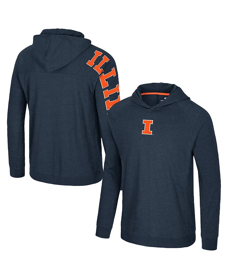 Colosseum Men's Navy Illinois Fighting Illini Back in Business Long Sleeve Raglan Hooded T-Shirt