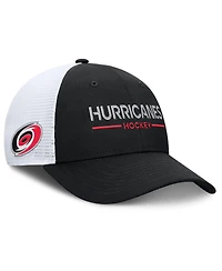 Fanatics Men's Black/White Carolina Hurricanes Authentic Pro Rink Lockup Adjustable Trucker Hat
