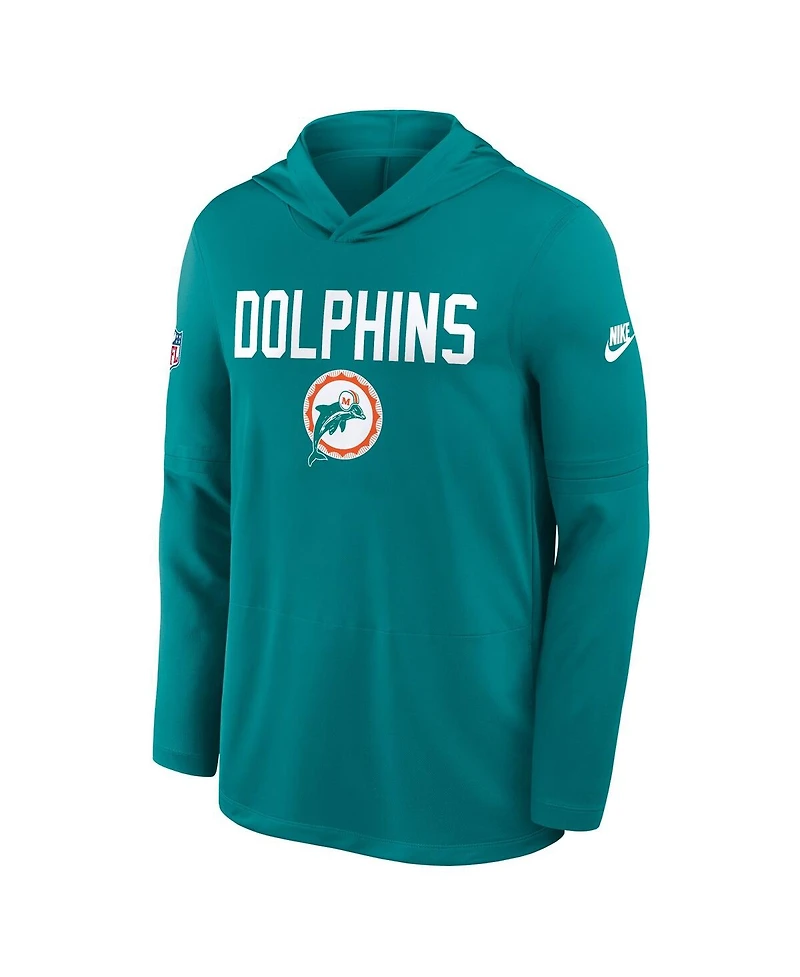 Nike Men's Aqua Miami Dolphins Big Tall Alt Pack Dri-fit Long Sleeve Hoodie T-Shirt
