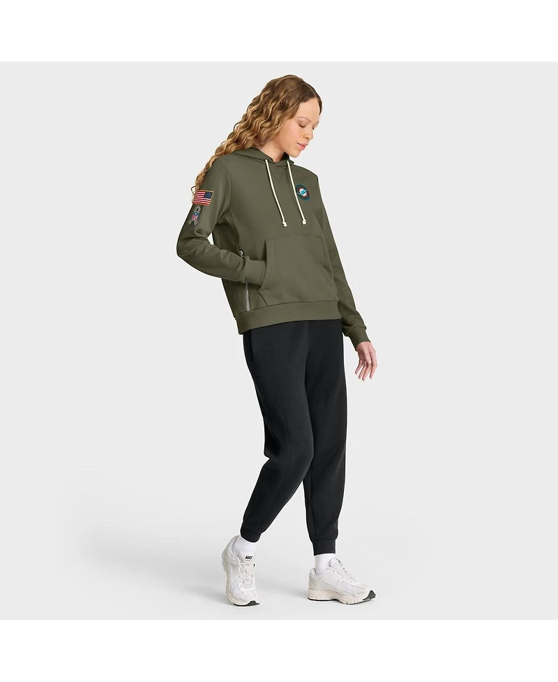 Nike Women's Olive Miami Dolphins 2025 Salute to Service Sideline Standard Issue Dri-fit Hoodie