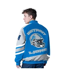 G-iii Sports by Carl Banks Men's Blue Detroit Lions Prime Time Full-Zip Racing Jacket