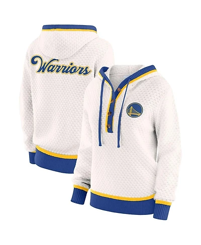 Wear by Erin Andrews Women's Cream Golden State Warriors Plus Hoodie Sweater