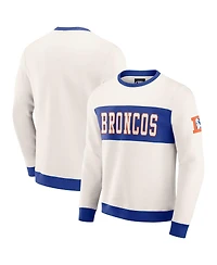 Darius Rucker Collection by Fanatics Men's Cream Denver Broncos Color Block Crewneck Sweatshirt