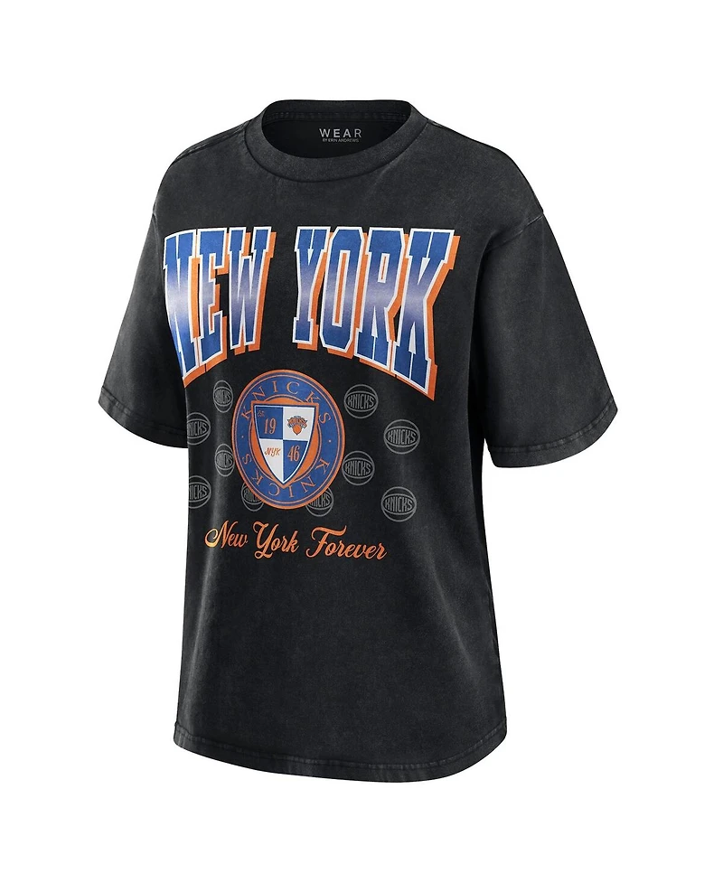 Wear by Erin Andrews Women's Black New York Knicks Oversized Boyfriend T-Shirt