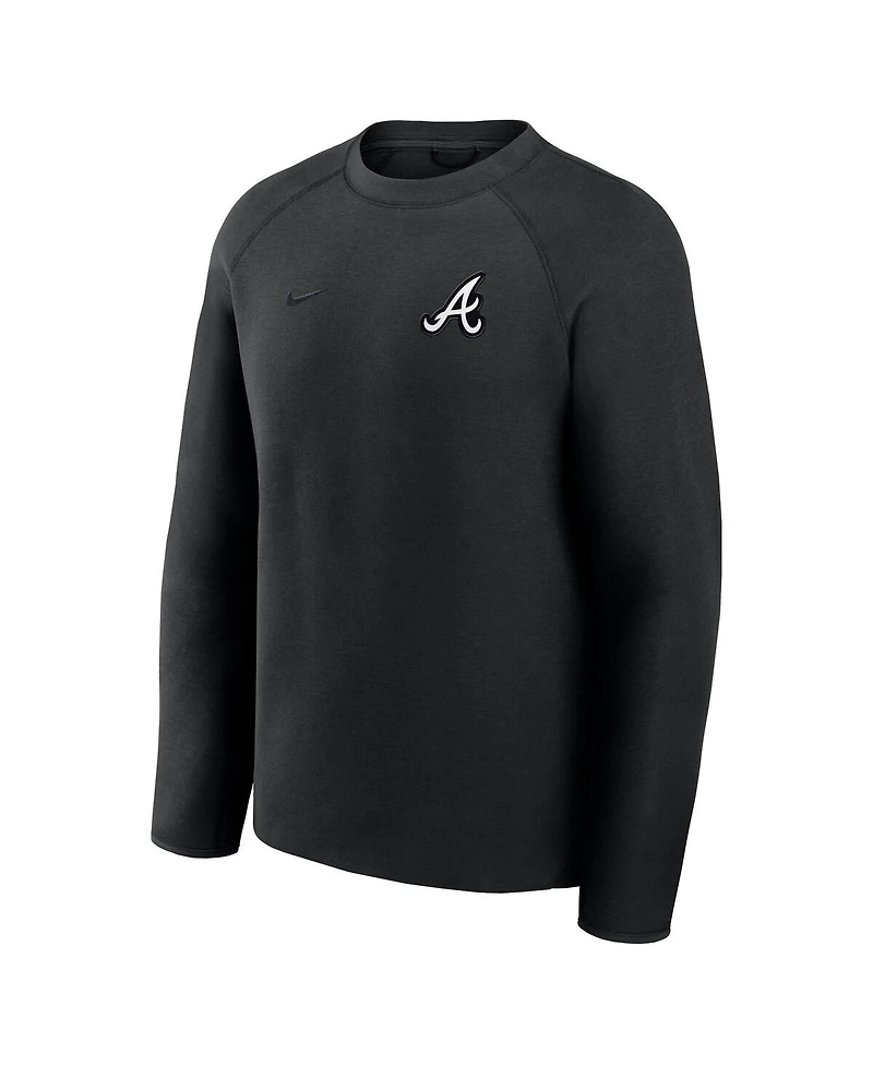 Nike Men's Black Atlanta Braves Tech Fleece Raglan Sweatshirt