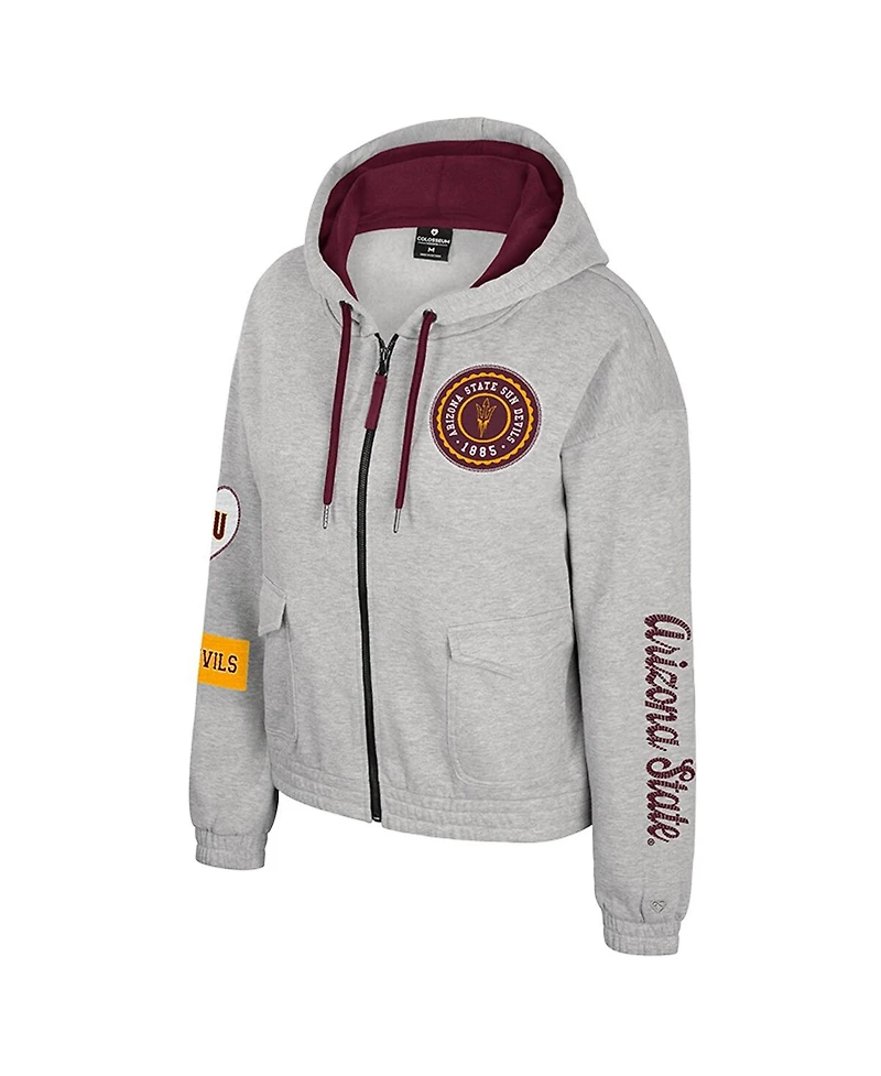 Colosseum Women's Gray Arizona State Sun Devils Alfie Full-Zip Hoodie Jacket