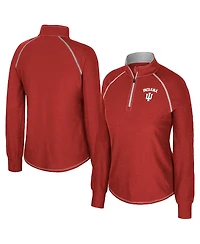 Colosseum Women's Crimson Indiana Hoosiers Bikram Raglan Quarter-Zip Sweatshirt