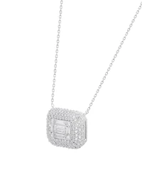 Macy's Round (0.53 ct. t.w.) and Baguette (0.47 ct. t.w.) Diamond Pendant Necklace in 14K White Gold