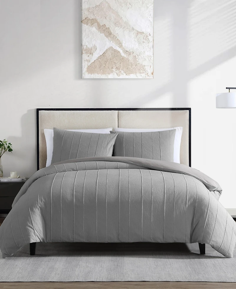 Vera Wang Woven Tucks Jacquard 3-Pc. Duvet Cover Set