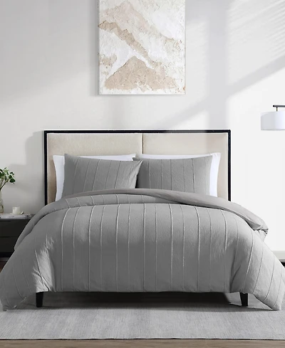 Vera Wang Woven Tucks Jacquard 3-Pc. Duvet Cover Set