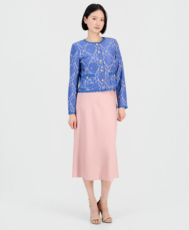 Tahari Asl Women's Bonded Lace Long-Sleeve Jacket