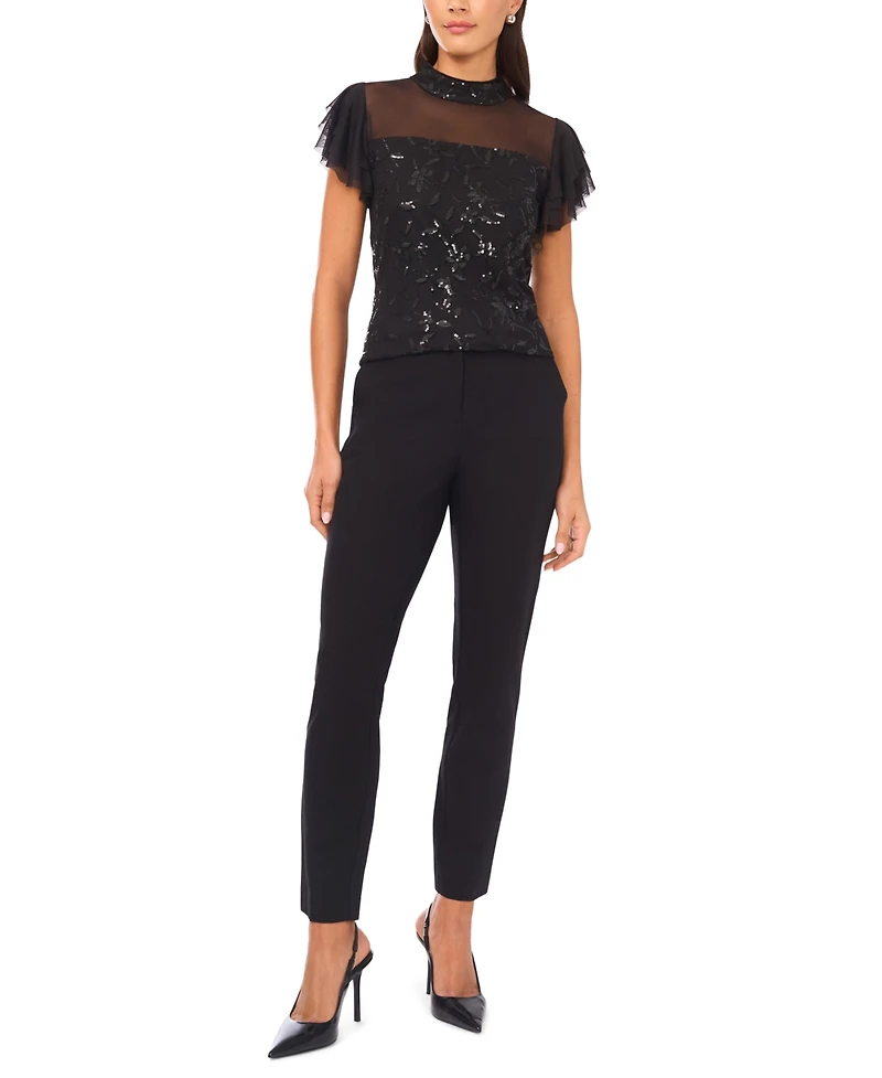 Vince Camuto Women's Embellished Detail Mock Neck Top