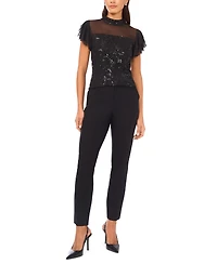 Vince Camuto Women's Embellished Detail Mock Neck Top