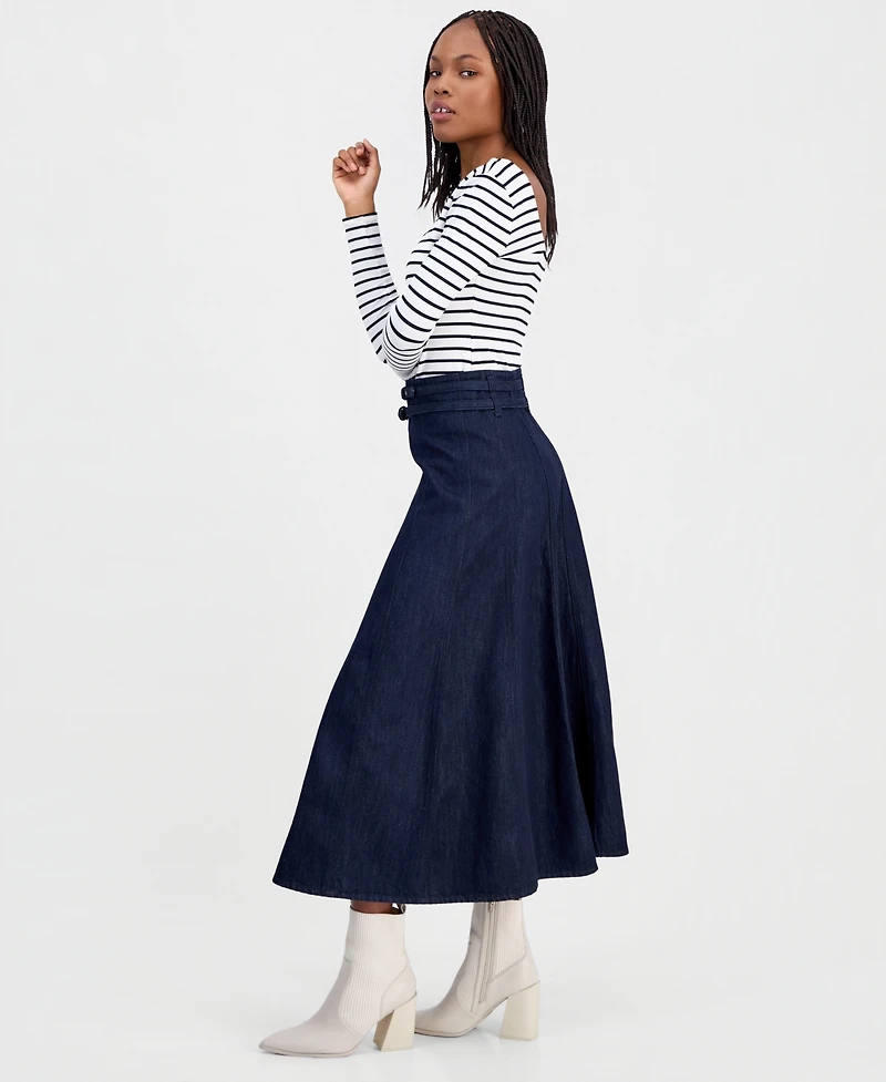 Guess Women's Ria Belted Denim Midi Skirt