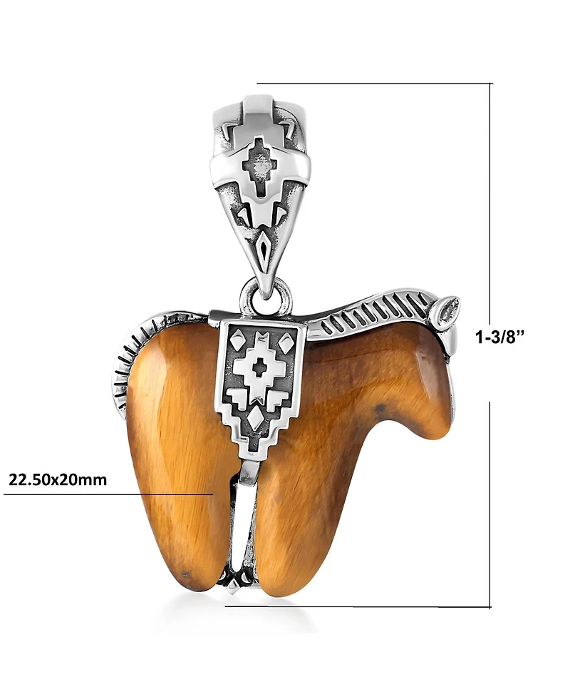 American West Jewelry Sterling Silver Tiger's Eye Horse Pendant Enhancer