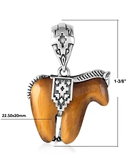 American West Jewelry Sterling Silver Tiger's Eye Horse Pendant Enhancer