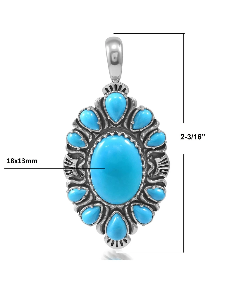 American West Jewelry Sterling Silver Kingman Turquoise Oval and Pear Bold Pendant Enhancer