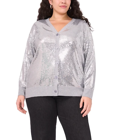 Vince Camuto Plus Sequined V-Neck Cardigan Sweater