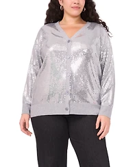 Vince Camuto Plus Sequined V-Neck Cardigan Sweater