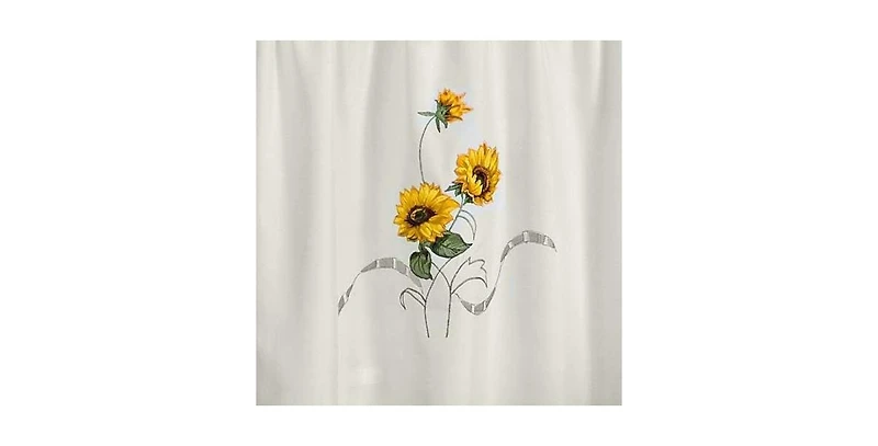 Kate Aurora 3 Piece Light Beige Country Farmhouse Sunflowers Kitchen Curtain Tier And Valance Set - 58 in. W x 24 in. L