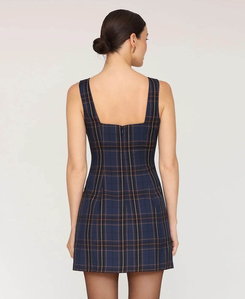 Avec Les Filles Women's Sleeveless Plaid Mini Dress
