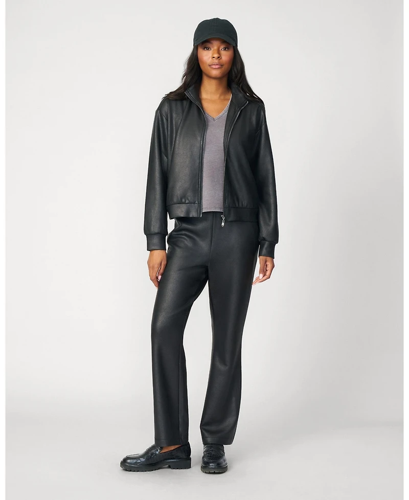 Cable & Gauge Women's Coated Cropped Bomber Jacket