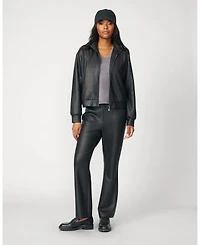 Cable & Gauge Women's Coated Cropped Bomber Jacket