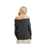 Cotton On Women's Fluffy Cable Off Shoulder Knit